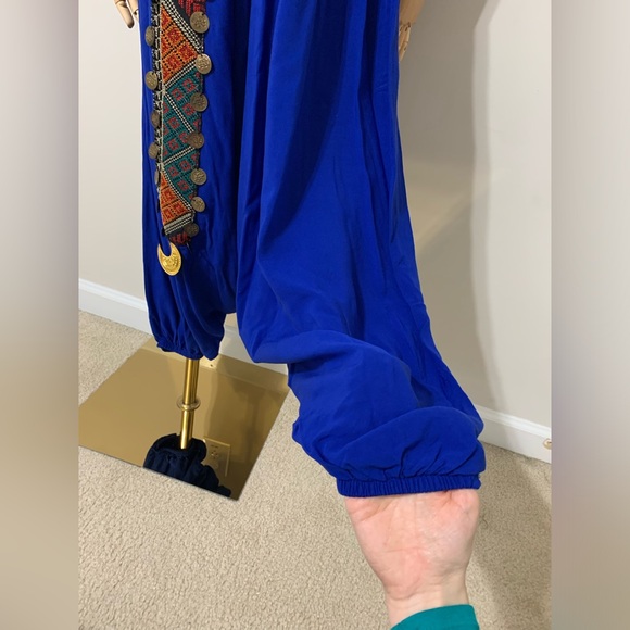 Royal Blue Triangles Hobo Tatreez Sherwal Baggy Pants - Picture 13 of 17